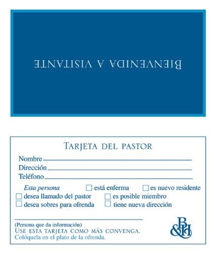 Forma-Bienvenida de Visitante: Tarjeta del Pastor (Form-Welcome Visitor (Form WV-7) (Pack Of 100)