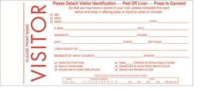 Visitor Card-w/Name Tag (Pack Of 100)