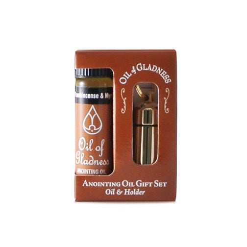 Anointing Oil-Keyring Holder W/Frankincense & Myrrh Oil-Goldtone