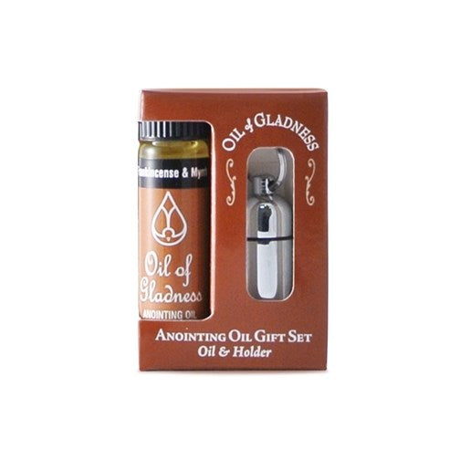 Anointing Oil-Keyring Holder W/Frankincense & Myrrh Oil-Silvertone