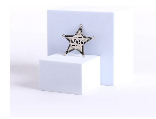 Badge-Usher-Magnetic (2" Silver Star)-Metal