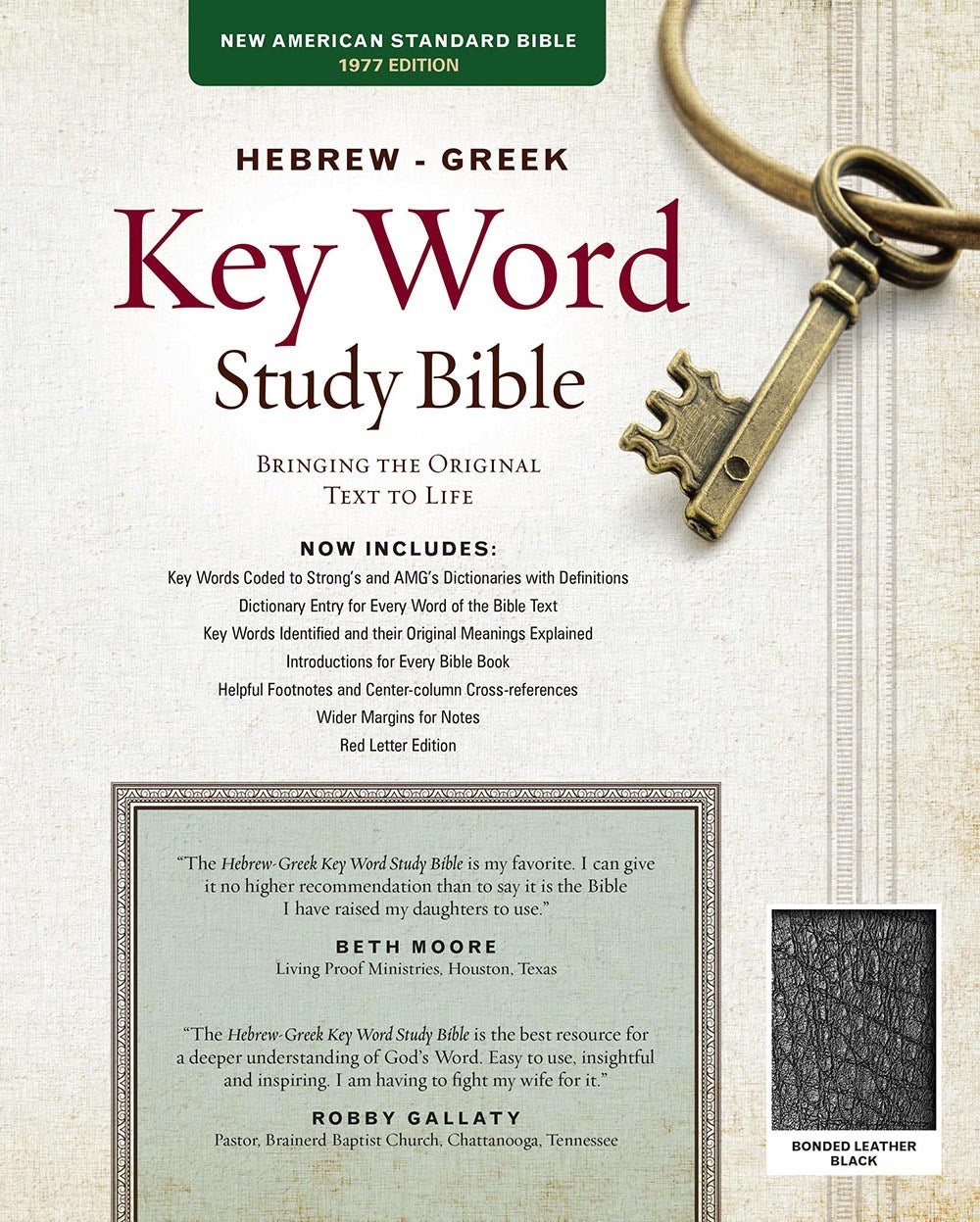 NASB 1977 Hebrew-Greek Key Word Study-Black Bonded Leather (New)