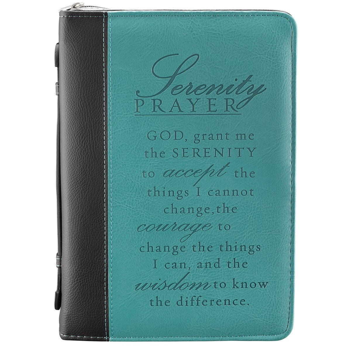 Bible Cover-Serenity-Black/Aqua Two Tone Luxleather-LRG