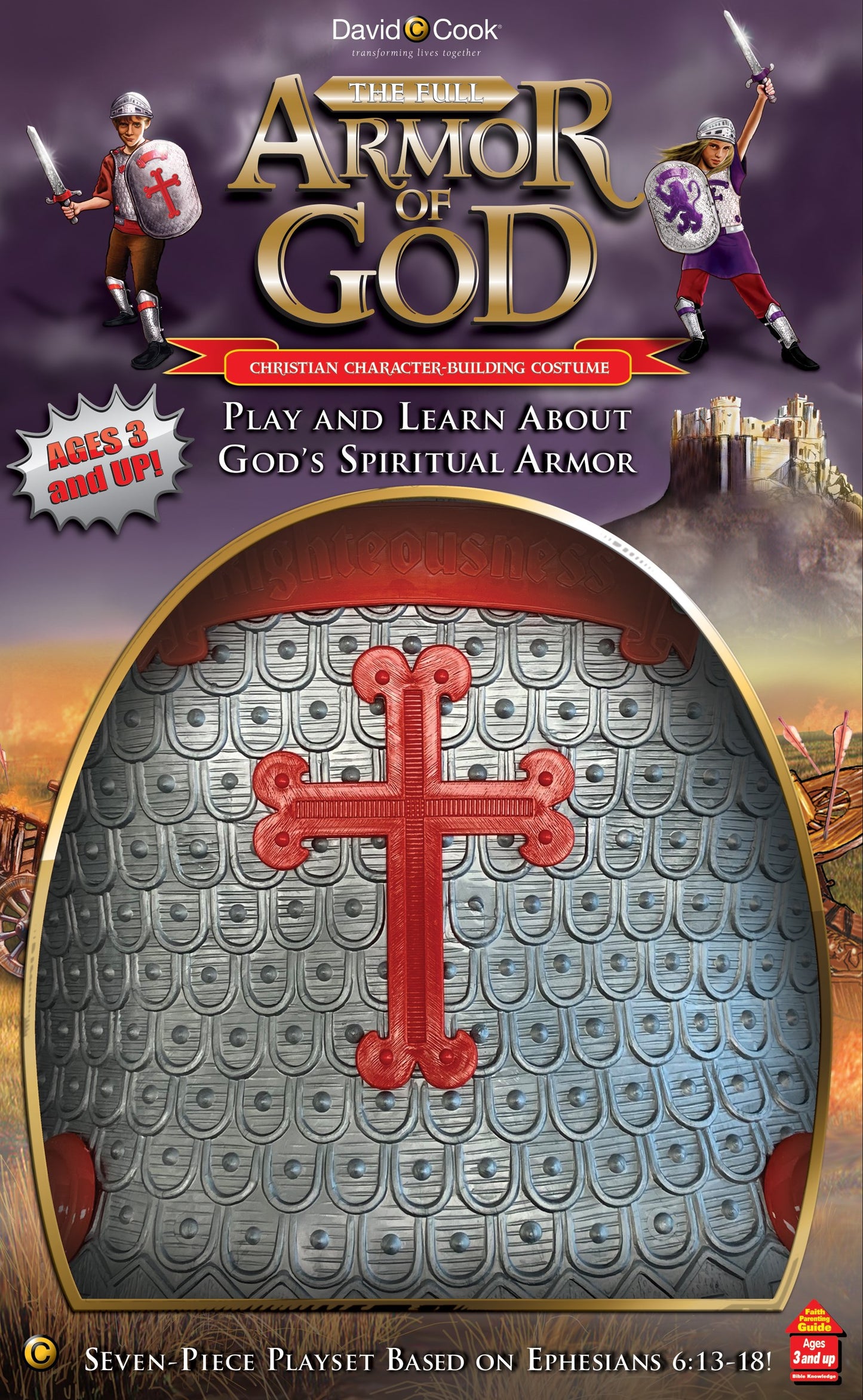 Playset-The Full Armor Of God: Christian Character-Building Costume-Gray/Red (6 Piece)