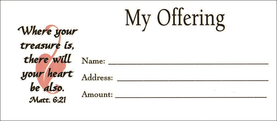 Offering Envelope-My Offering (Matthew 6:21) (No.3) (Pack Of 100)