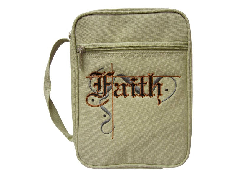 Bible Cover-Canvas-Faith-Tan/Multi-MED
