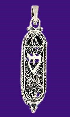 Pendant-Mezuzzah "Shin" (Sterling Silver)-20" Chain (#9525)