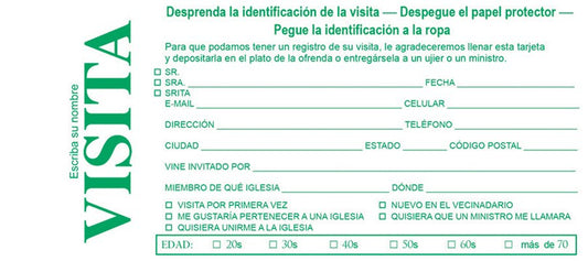 Span-Visitor Card-W/Name Tag (Pack Of 100) (Visita)