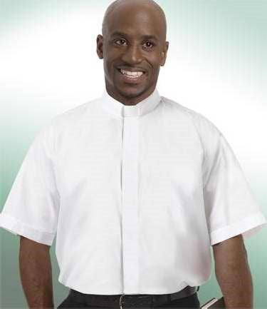 Clergy Shirt-Short Sleeve Tab Collar-18 In-White