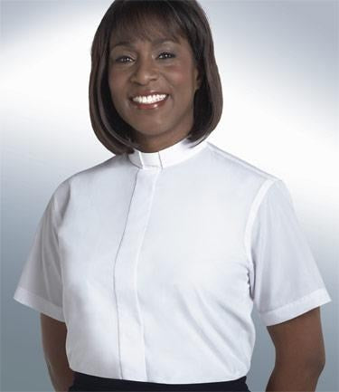 Clergy Shirt-Women-Short Sleeve Tab Collar-Size 8-White