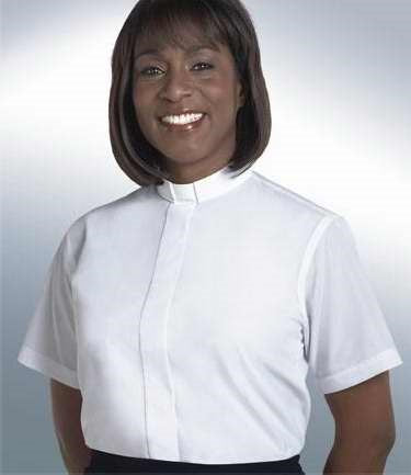 Clergy Shirt-Women-Short Sleeve Tab Collar-Size 18-White