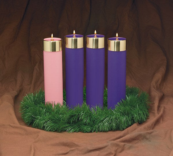 Candle-Advent-Emitte Elite Lite Candela Set-3 Blue & 1 Rose w/o Christ Candle (12" x 2 5/8") (#CM31)