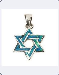 Necklace-Star of David-Blue Opal (Sterling Silver)-18" Chain (#9575)