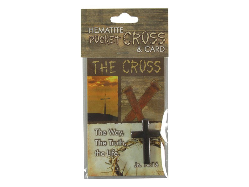 Hematite Pocket Cross W/Wallet Card (Pack of 24)