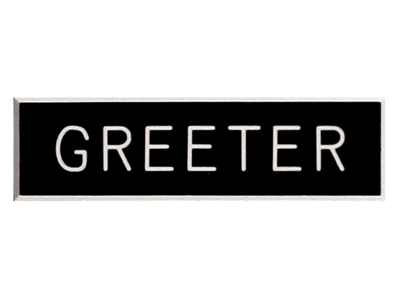 Badge-Greeter-Pin Back (5/8 x 2)-Plastic