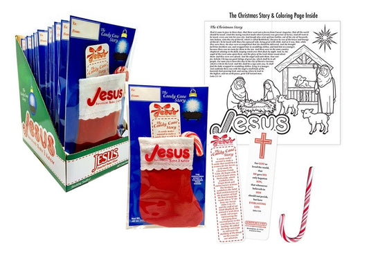 Candy-Candy Cane Stocking w/Bookmark (Set Of 12)