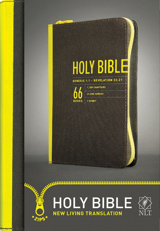 NLT Zips Bible-Canvas Cover w/Yellow Zipper