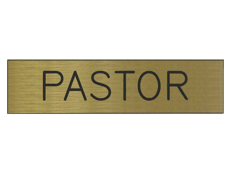 Sign-Pastor-Adhesive Back-Formica-Gold/Black