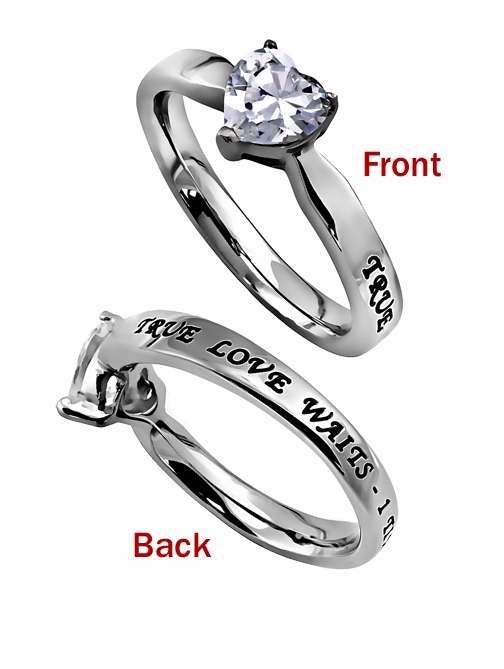 Ring-CZ Heart-True Love Waits-Sz 9