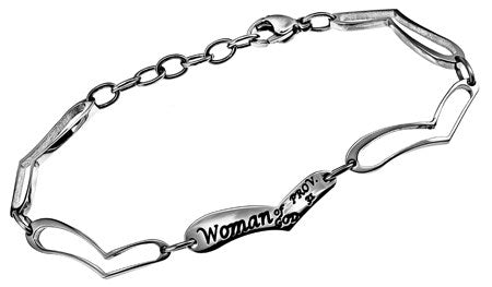 Bracelet-Heart Link-Woman Of God (Prov 31)-(Adjustable)