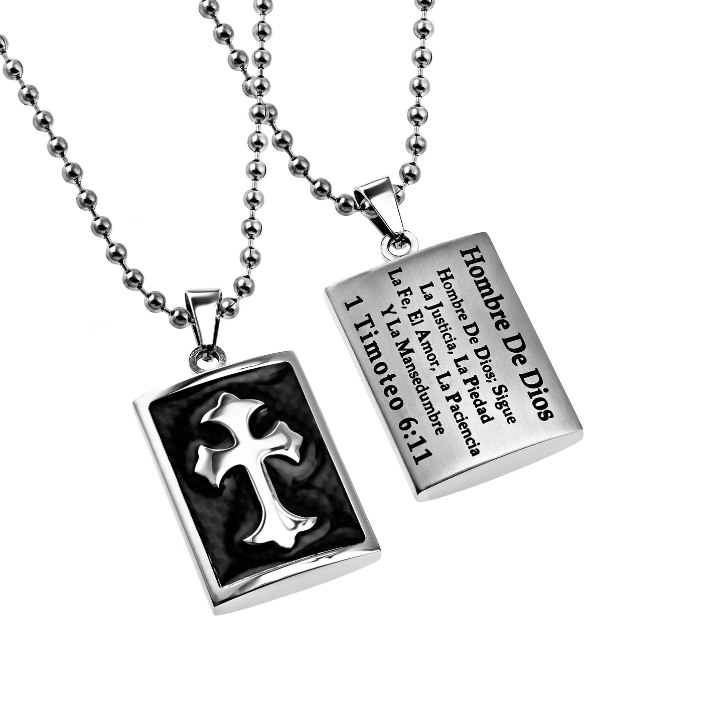 Span-Necklace-Deluxe Shield Cross Black Graphite-Man Of God (Mens)-20"