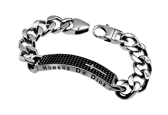 Spanish-Bracelet-Cable-Shield Cross-Man Of God (Mens)-8"