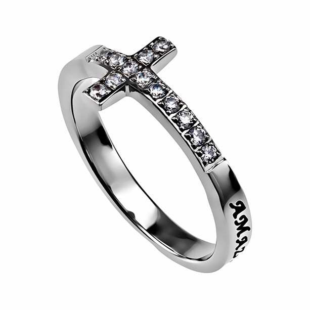 Ring-Sideways Cross-Amazing Grace-Sz 6