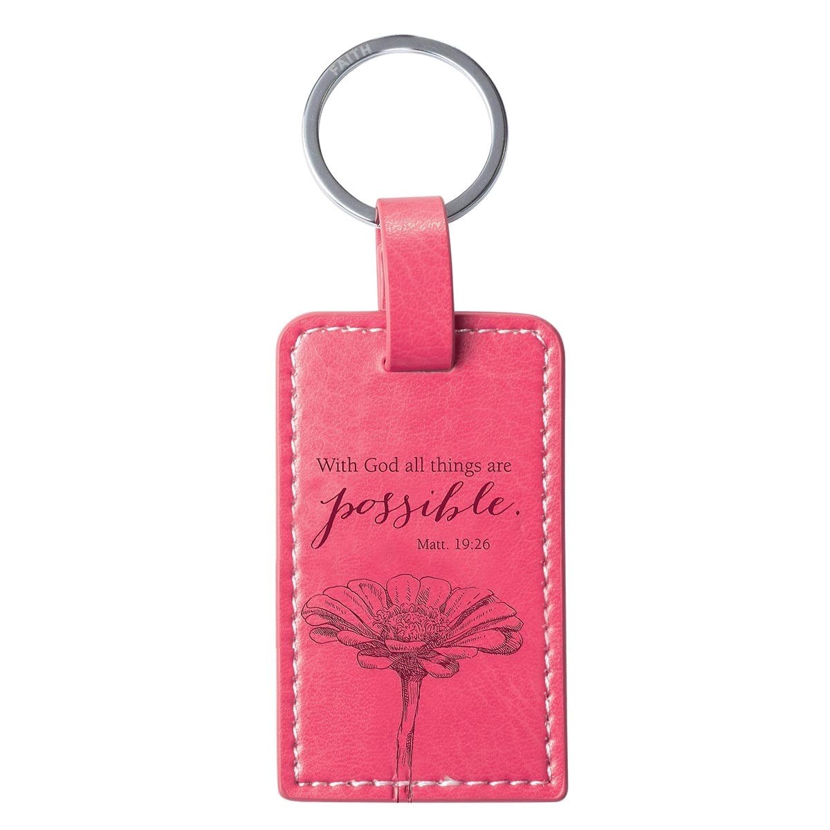 Leather Keyring-With God/Pink Orchid