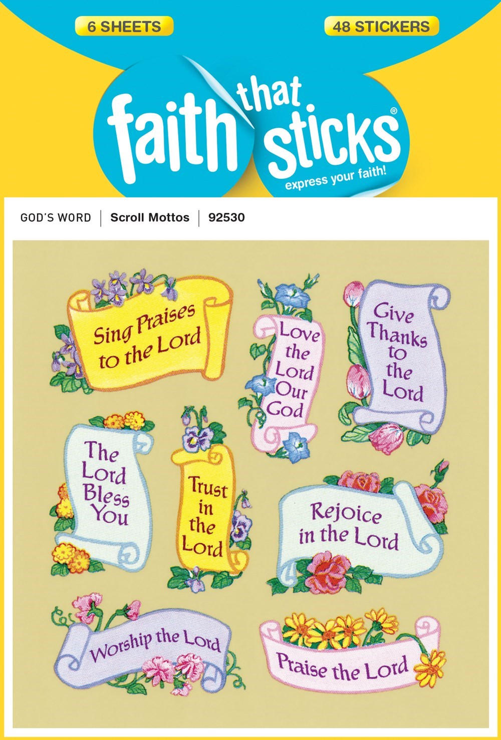 Sticker-Scroll Motto (6 Sheets) (Faith That Sticks)