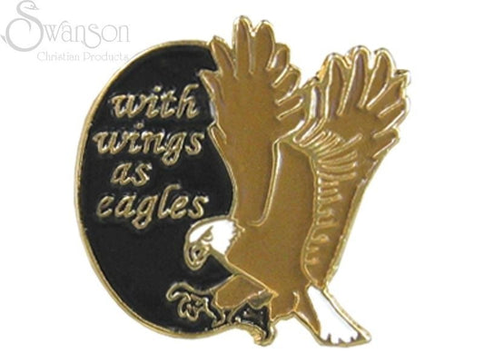 Lapel Pin-With Wings As Eagles (Black/Gold) (Pack of 6)