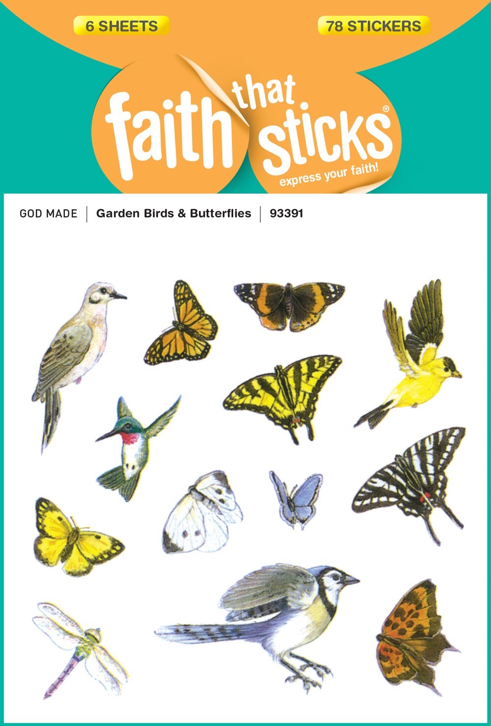 Sticker-Garden Birds & Butterflies (6 Sheets) (Faith That Sticks)