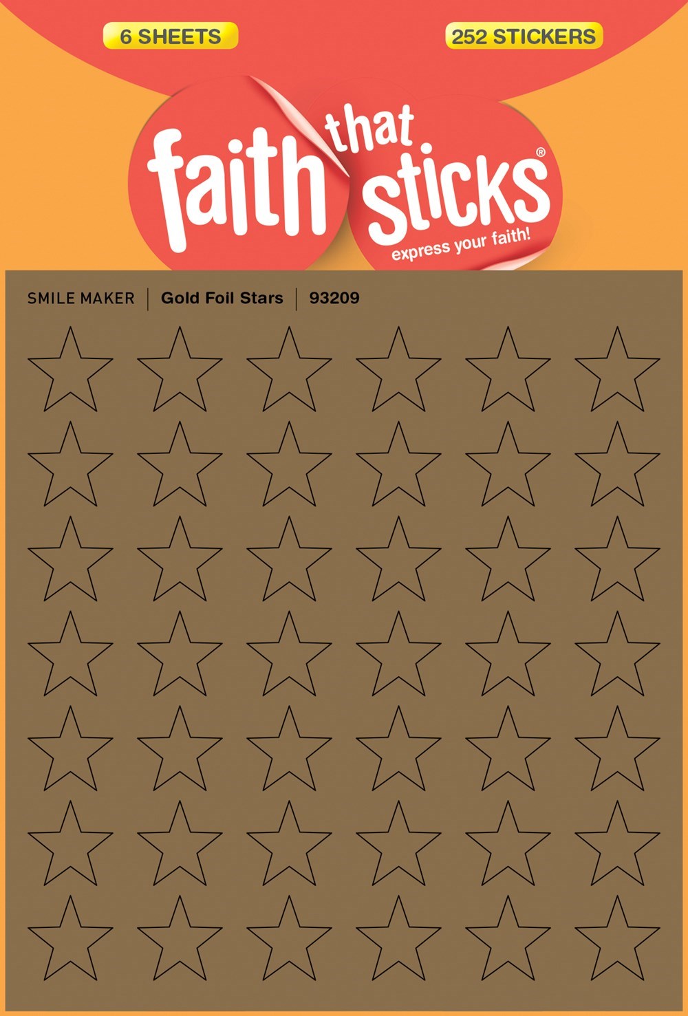 Sticker-Gold Foil Stars (6 Sheets) (Faith That Sticks)