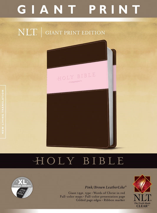 NLT Giant Print Bible-Pink/Brown TuTone Indexed