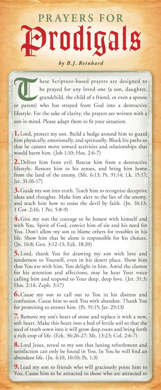 Bokmark-Prayers For Prodigals (Pack Of 50)