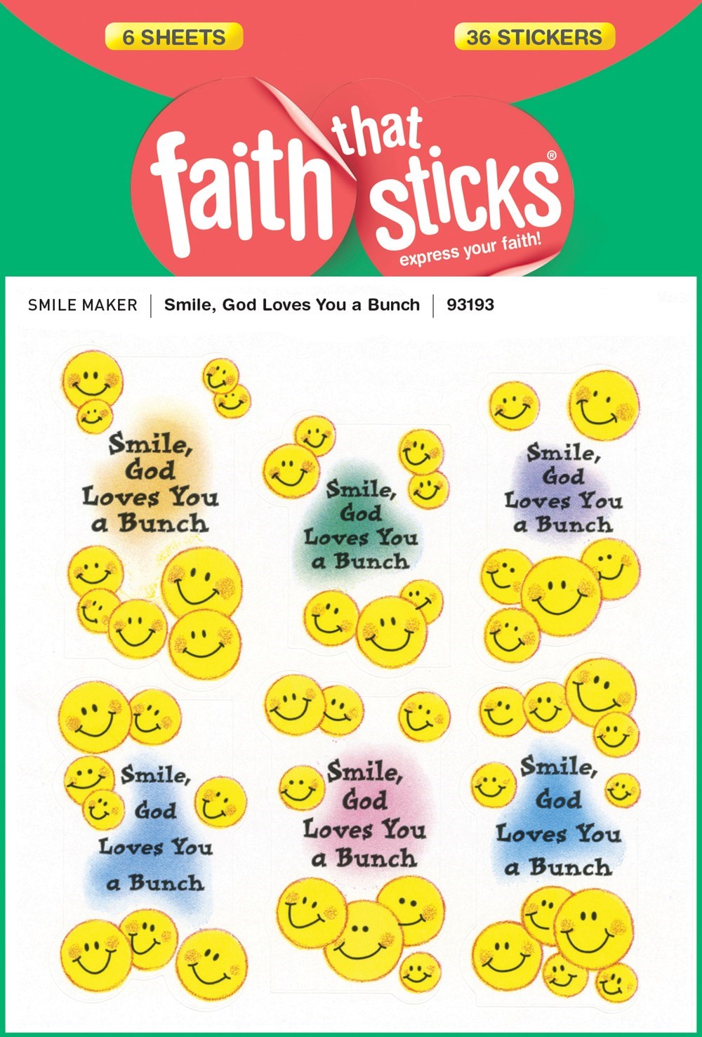 Sticker-Smile God Loves You A Bunch (6 Sheets) (Faith That Sticks)
