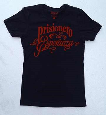 SPANISH-Tee Shirt-Prisoner Of Hope-Womens-Medium-Black/Red