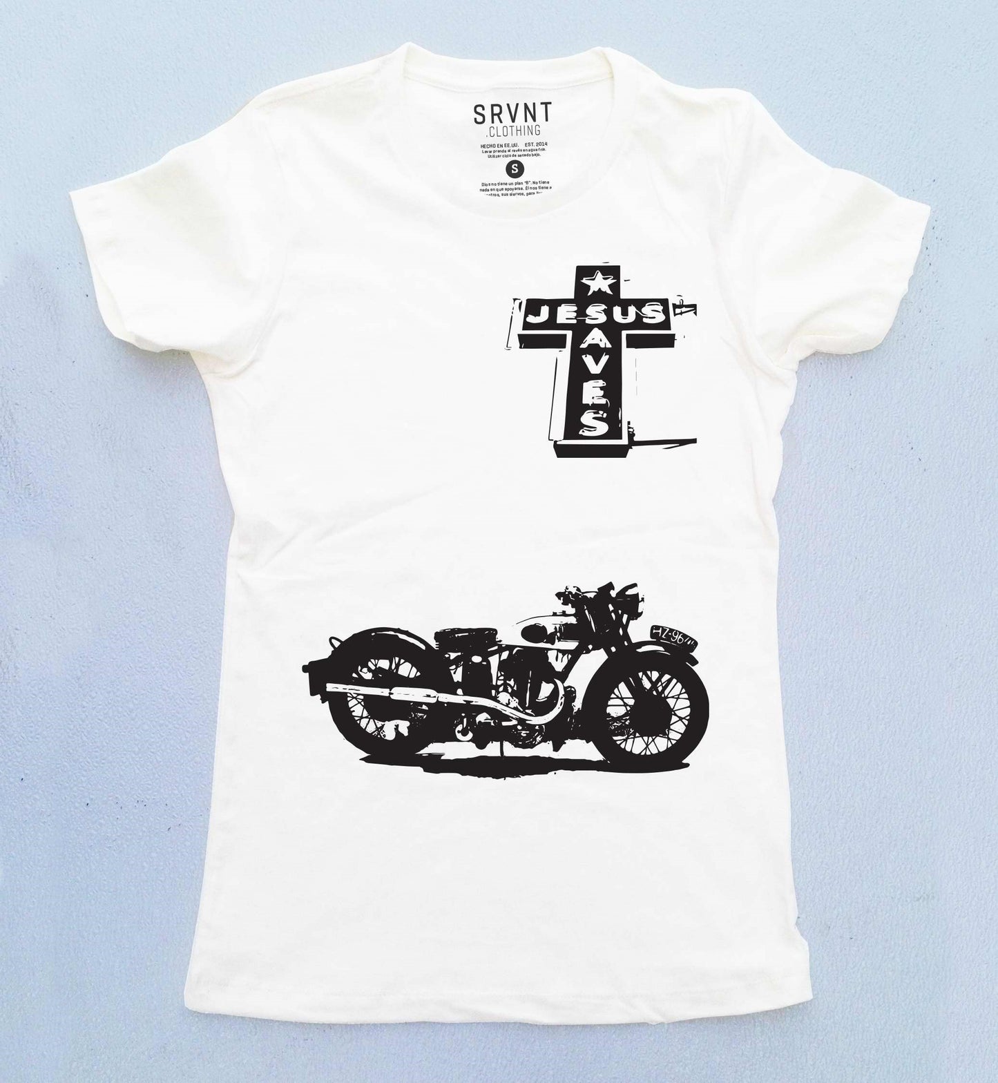 Tee Shirt-Even The Old Biker Dude-Women-Medium-White/Black