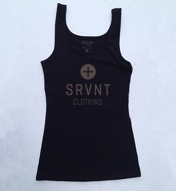 Tee Shirt-Srvnt Plus Womens Jersey Tank- Small-Black W/Grey