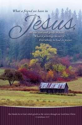 Bulletin-What A Friend We Have In Jesus/Barn (1 Corinthians 15:57 KJV) (Pack Of 100)