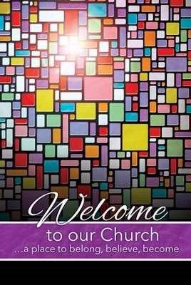 Welcome Folder-Welcome To Our Church/Stained Glass (2 Peter 3:18) (Pack Of 12)