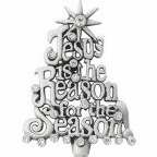 Lapel Pin-Jesus Is The Reason For The Season/Christmas Tree-Silver