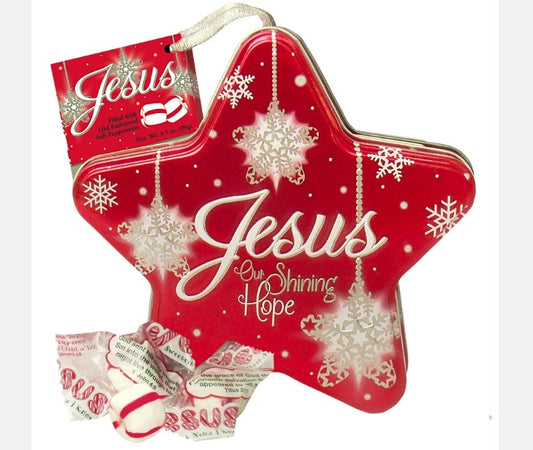 Candy-Jesus Our Shining Hope-Soft Peppermint In Red Star Tin (3.5 Oz)