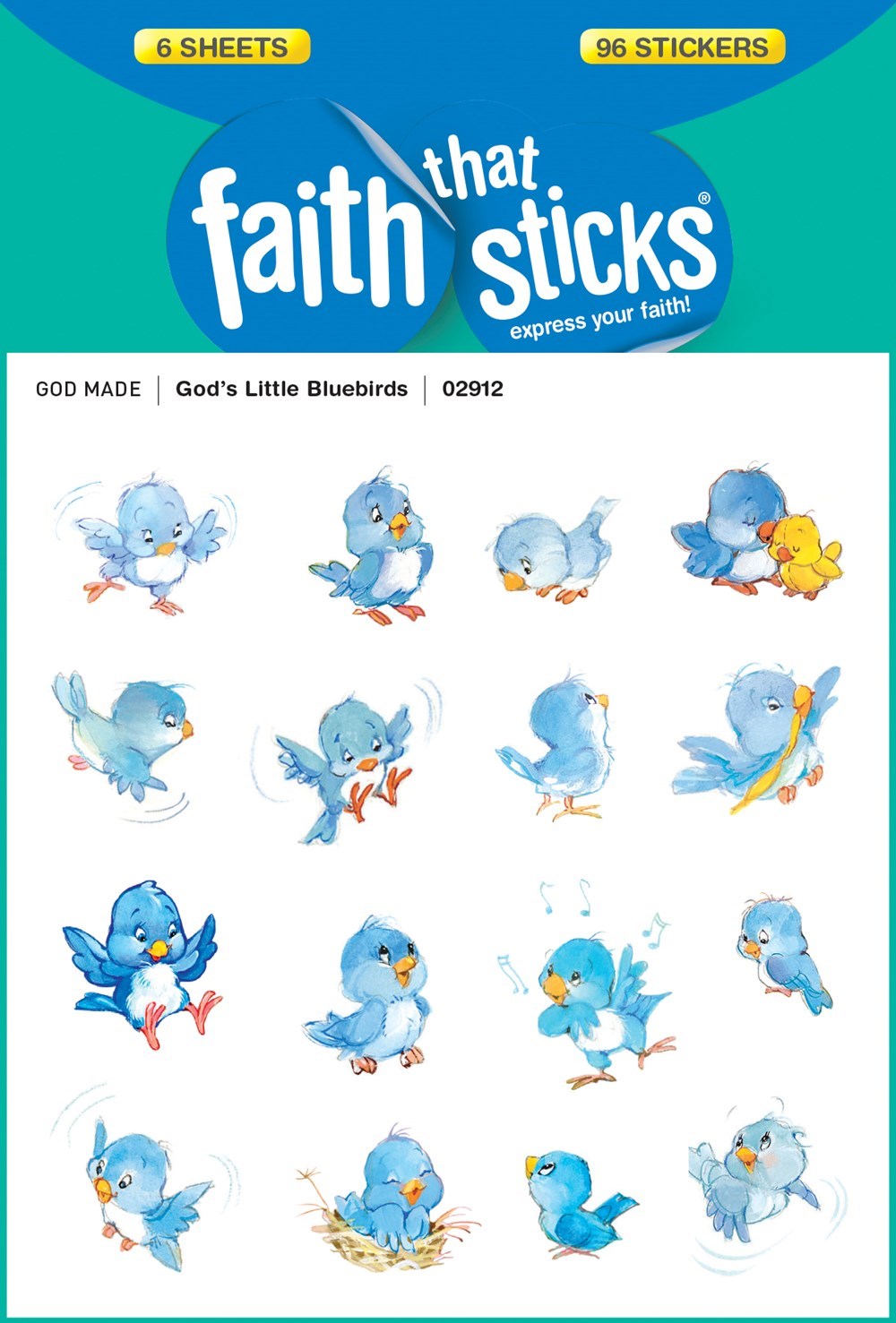 Sticker-God's Little Bluebirds (6 Sheets) (Faith That Sticks)
