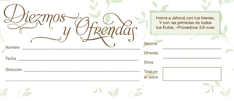 Sobre de Ofrenda-Diezmo y Ofrendas (Offering Envelope-Tithe And Offering (Pack Of 100)