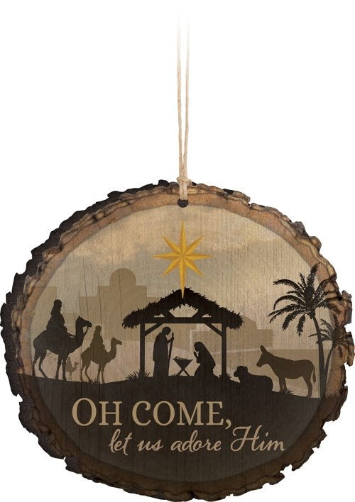 Ornament-Barky-Oh Come Let Us Adore Him/Nativity w/Wise Men