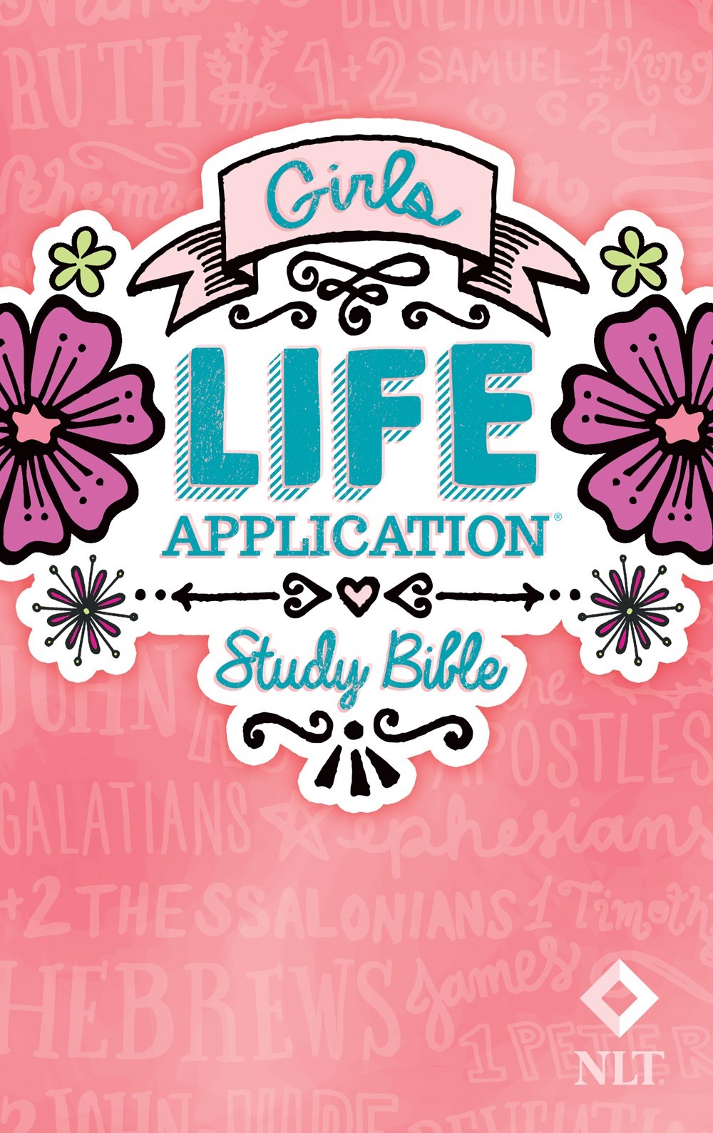 NLT Girls Life Application Study Bible (Revamped)-Pink Flower-Hardcover