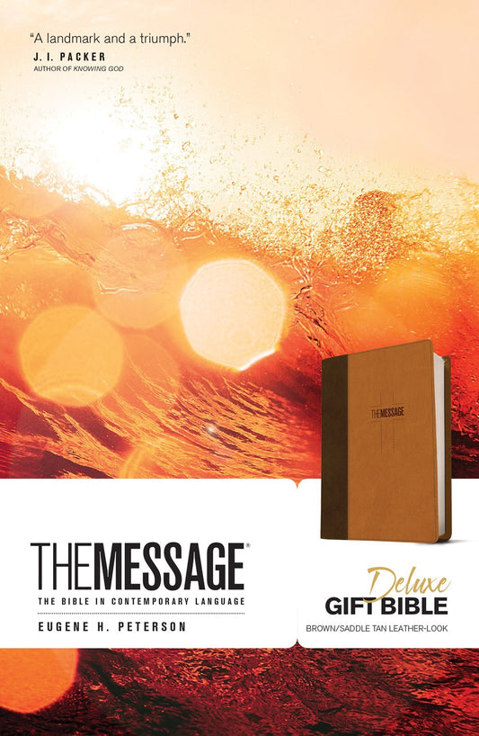 The Message Deluxe Gift Bible-Brown/Saddle Tan LeatherLook