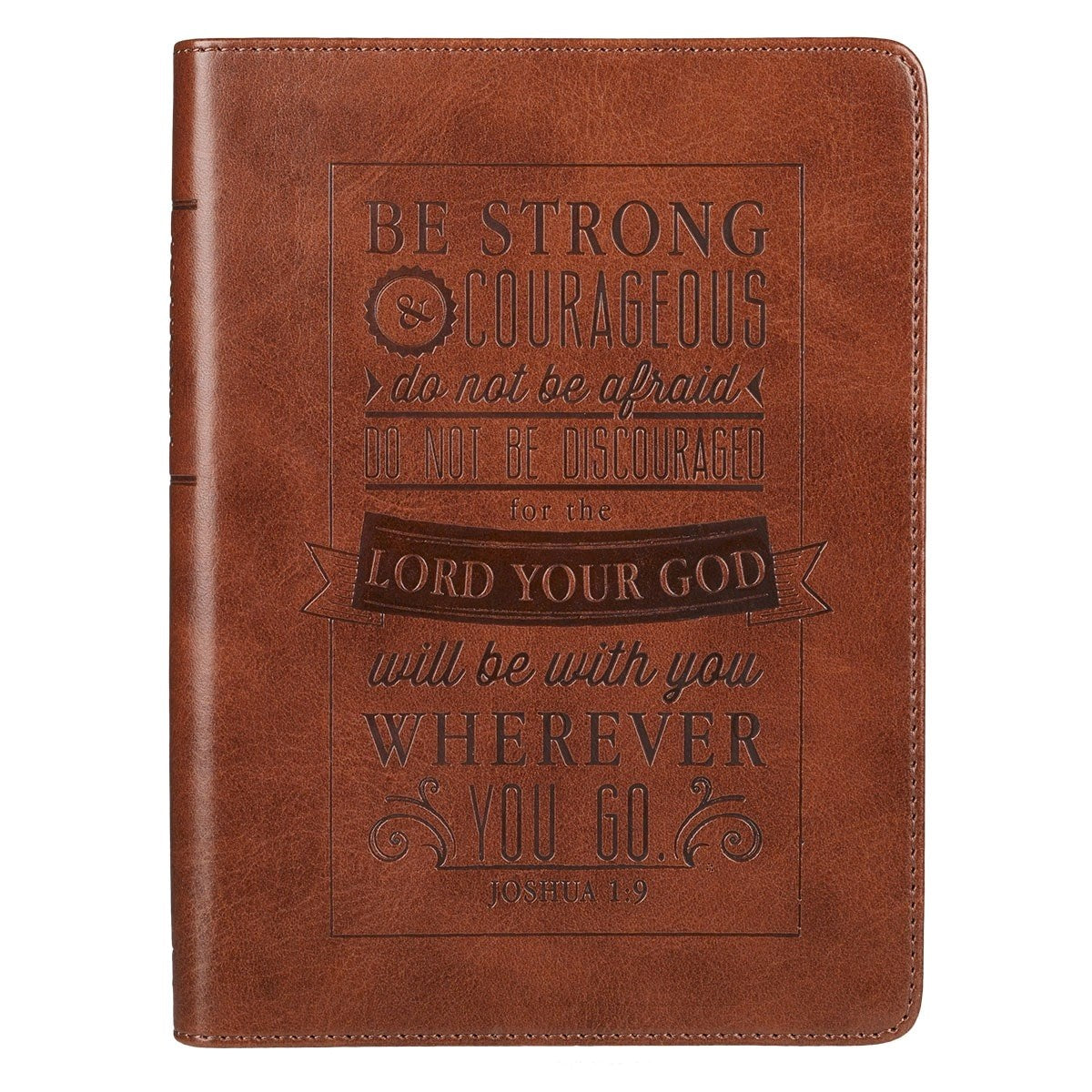 Journal-Be Strong And Courageous-Brown LuxLeather