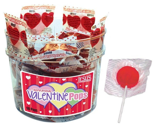 Candy-Valentine Heart Pops In Bucket (Pack Of 50)