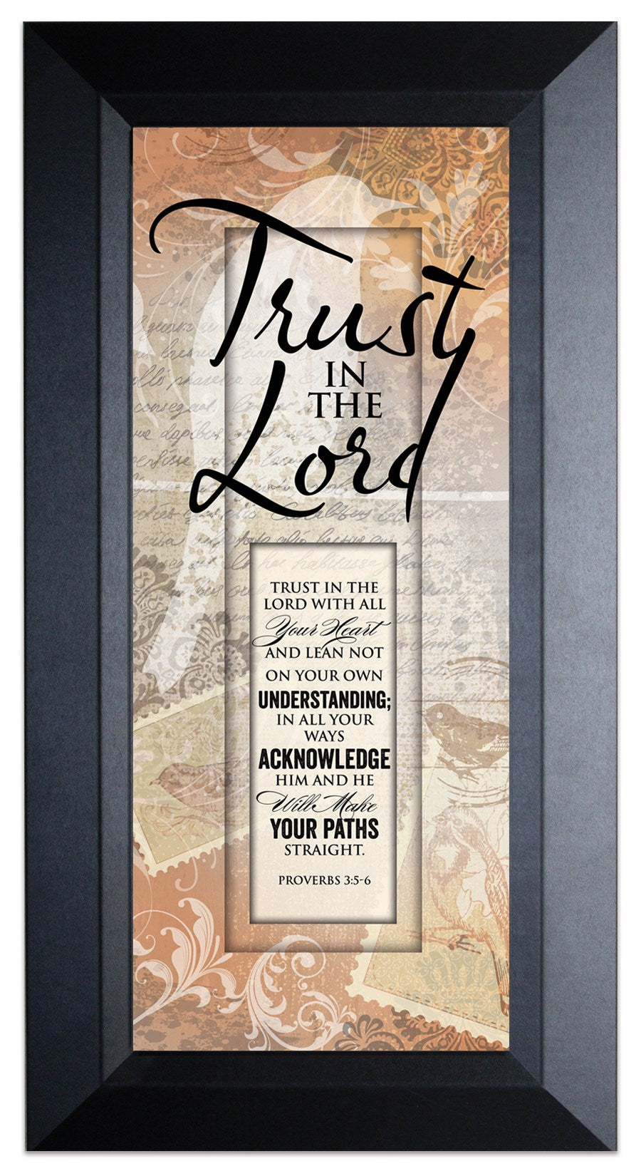 Framed Art-Words of Grace-Trust In The Lord (8" x 16")